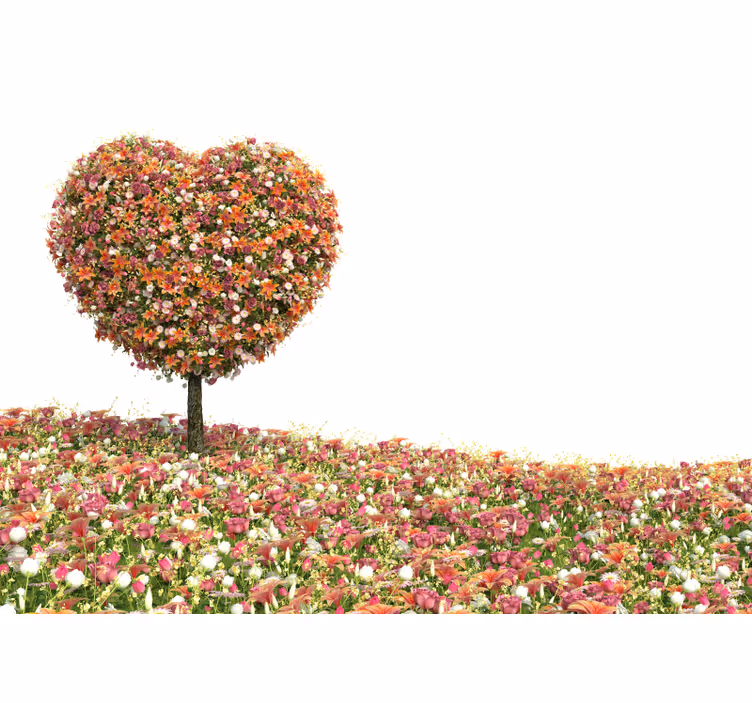 Mural de pared flores árbol floral en forma de corazón - TenVinilo