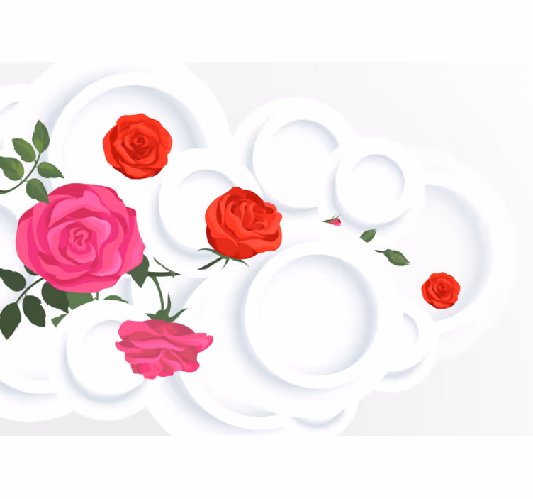 Mural de pared flores arreglo floral de rosas - TenVinilo