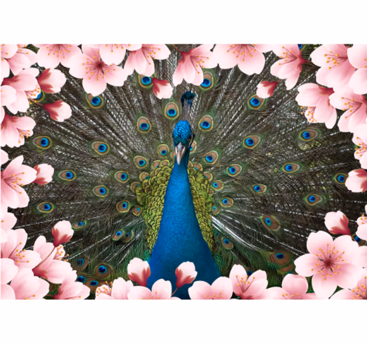 Fotomural animales majestuosa exhibición de pavos reales - TenVinilo