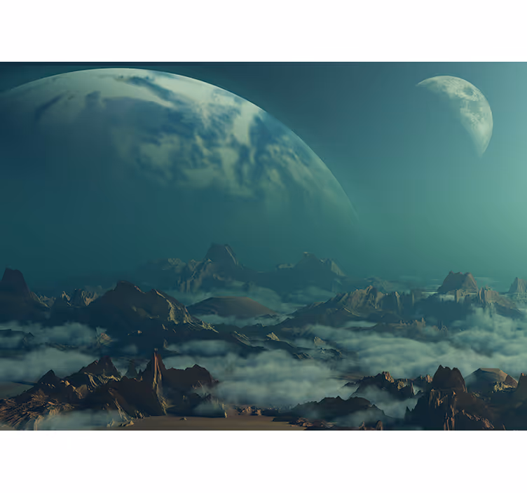 Fotomural espacio picos montañosos celestiales - TenVinilo