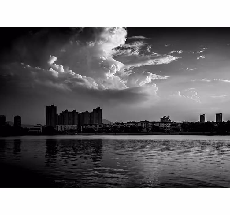 Fotomural ciudad reflexión urbana del horizonte - TenVinilo