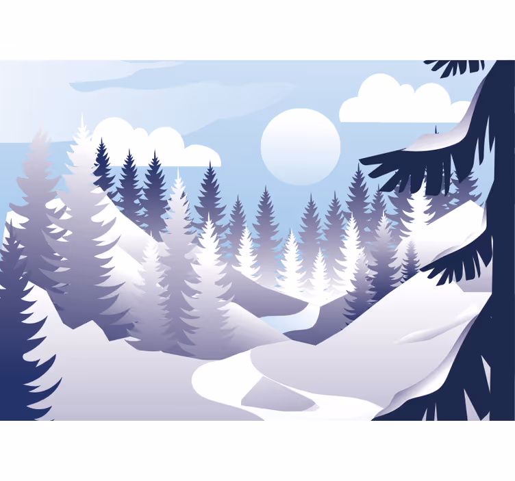 Papel pintado paisaje escena de bosque invernal - TenVinilo