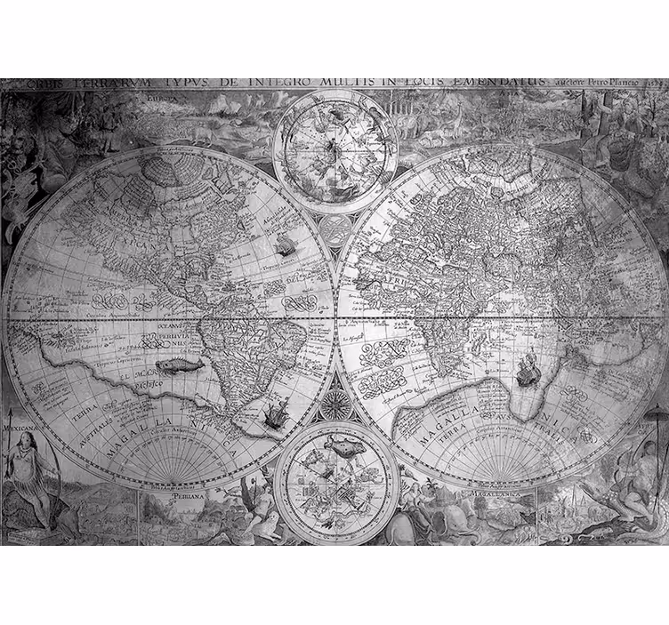 Papel pintado mapamundi mapa histórico detallado - TenVinilo