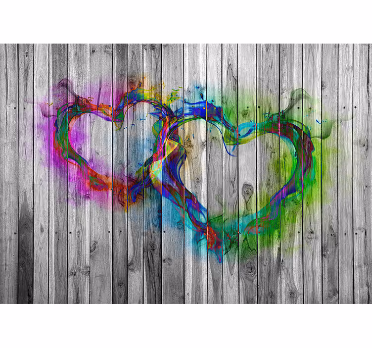 Fotomural de amor formas de corazón de colores - TenVinilo