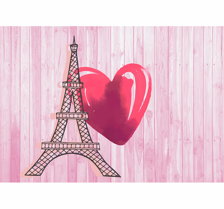 Fotomural de amor torre eiffel corazón - TenVinilo