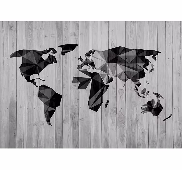 Papel pintado mapamundi mapa geométrico global - TenVinilo