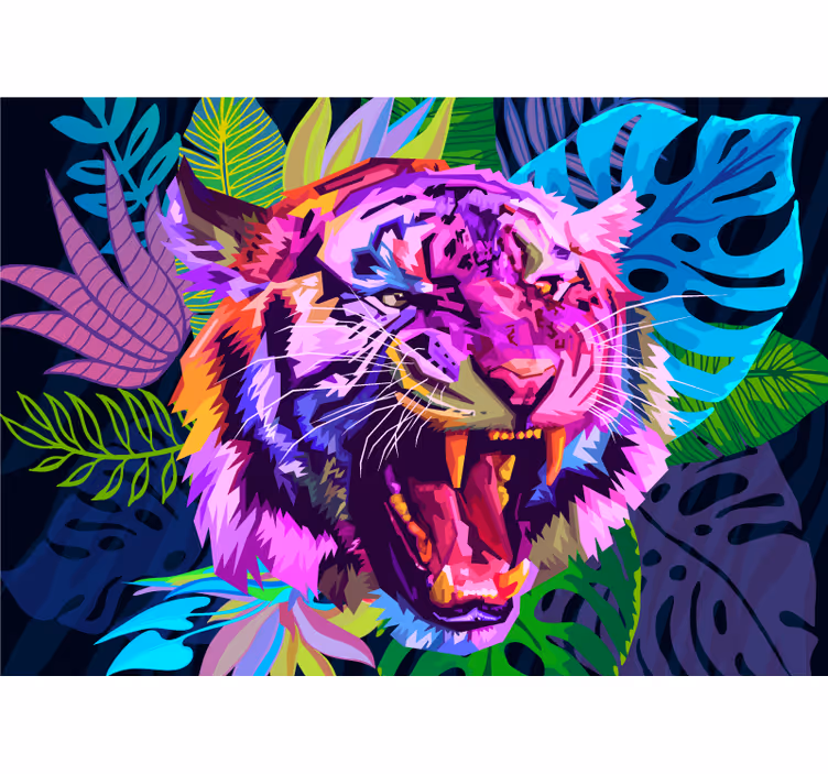 Fotomural animales cabeza de tigre colorido - TenVinilo