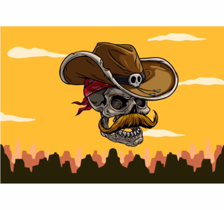 Fotomural arte urbano diseño de calavera de vaquero - TenVinilo