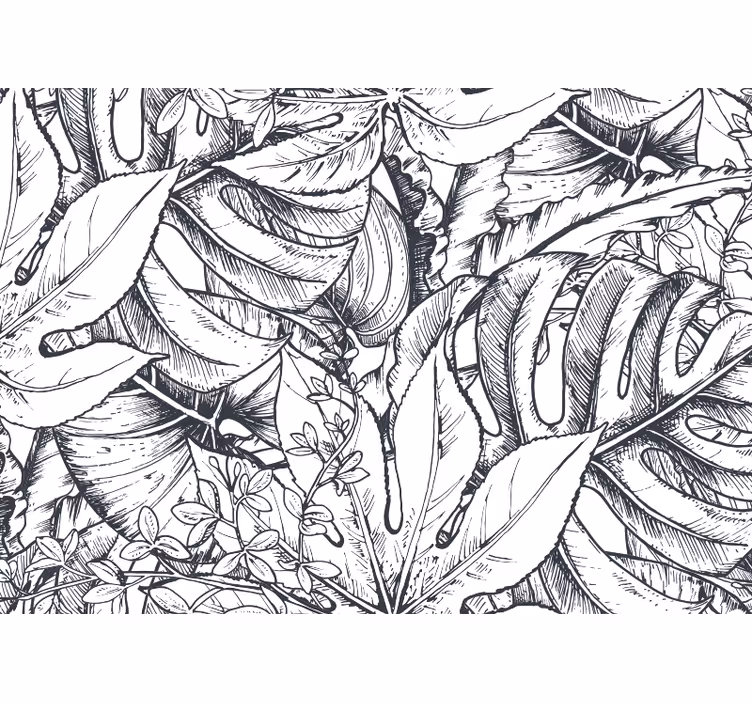 Fotomural naturaleza ilustración botánica frondosa - TenVinilo