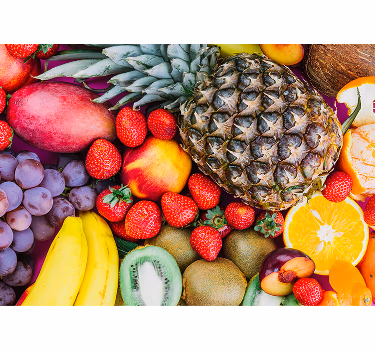 Mural de pared flores medley de frutas vibrantes - TenVinilo