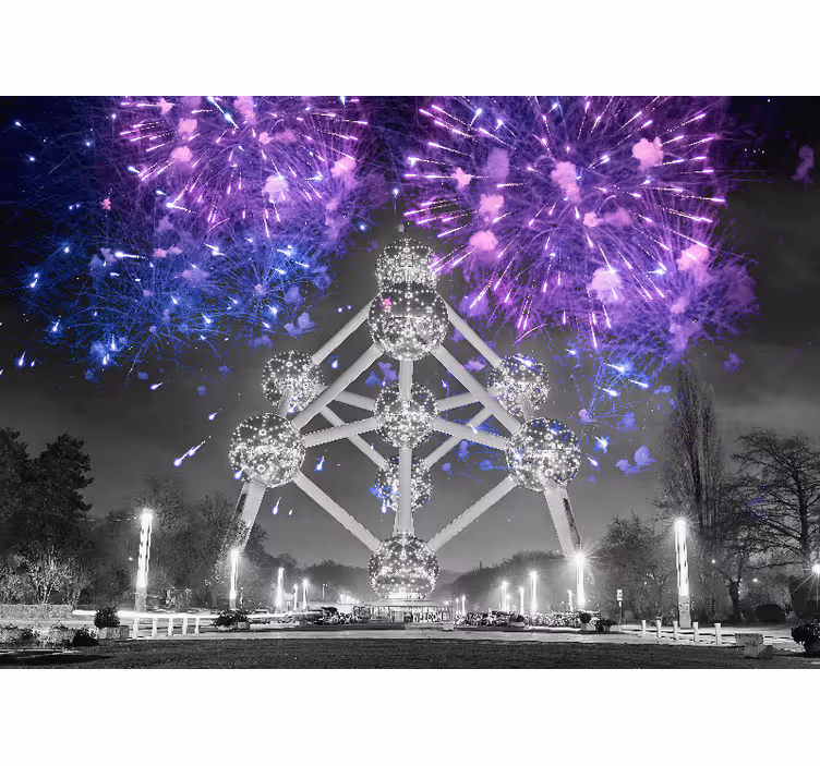 Fotomural ciudad espectáculo de fuegos artificiales - TenVinilo