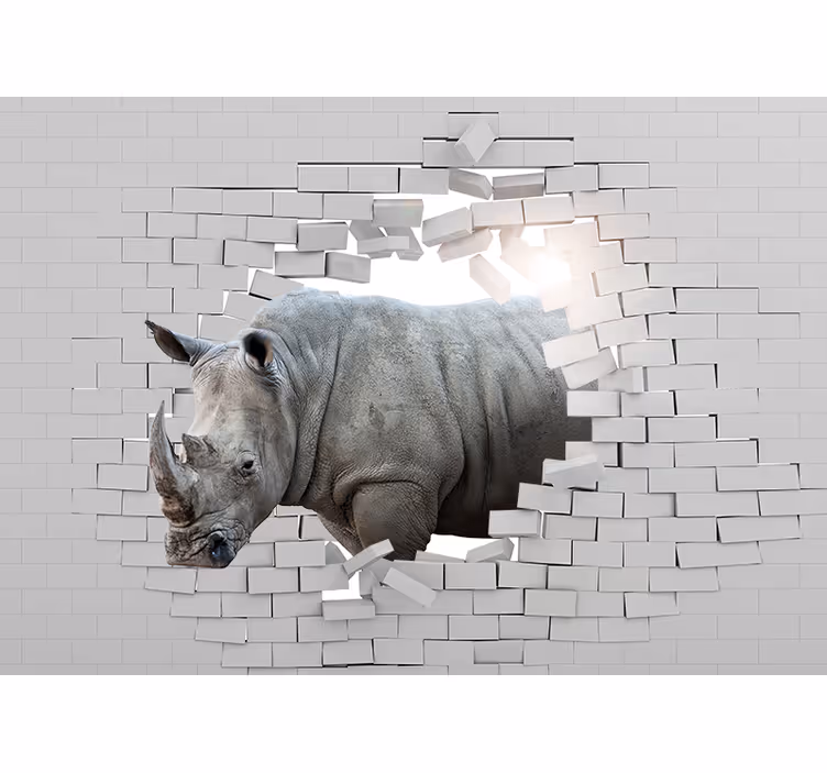Fotomural animales rinoceronte abriéndose paso - TenVinilo