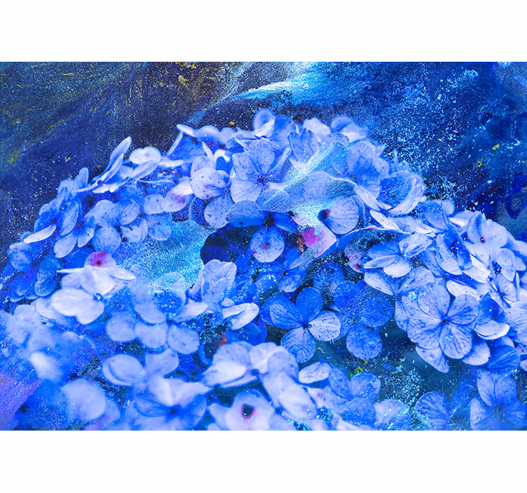Mural de pared flores arreglo floral azul - TenVinilo