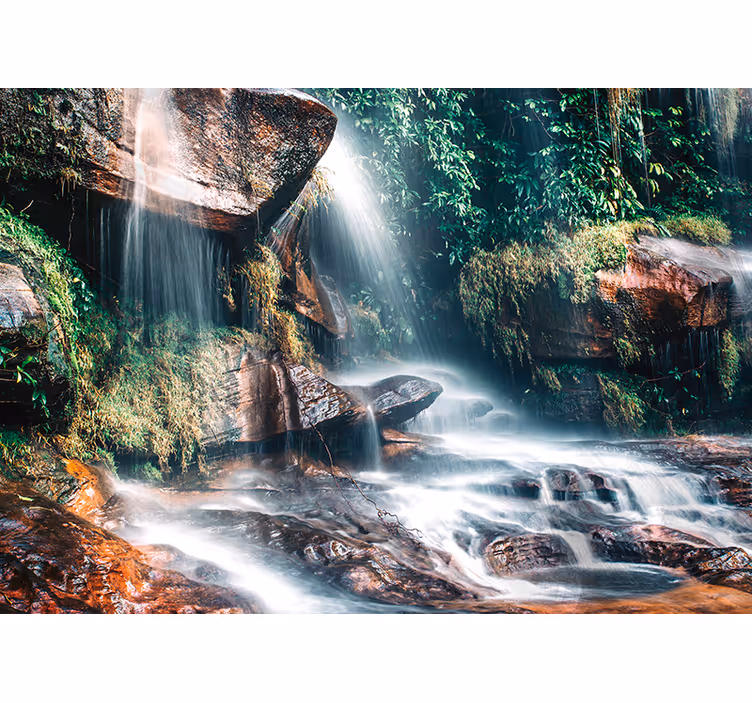 Fotomural naturaleza paisaje sereno de cascada - TenVinilo