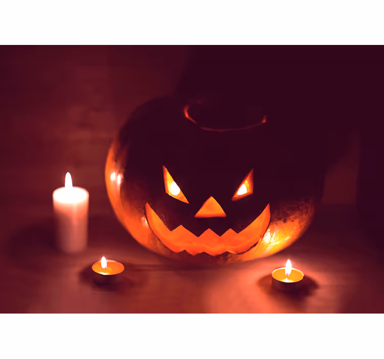 Fotomural Halloween resplandor de calabaza aterrador - TenVinilo