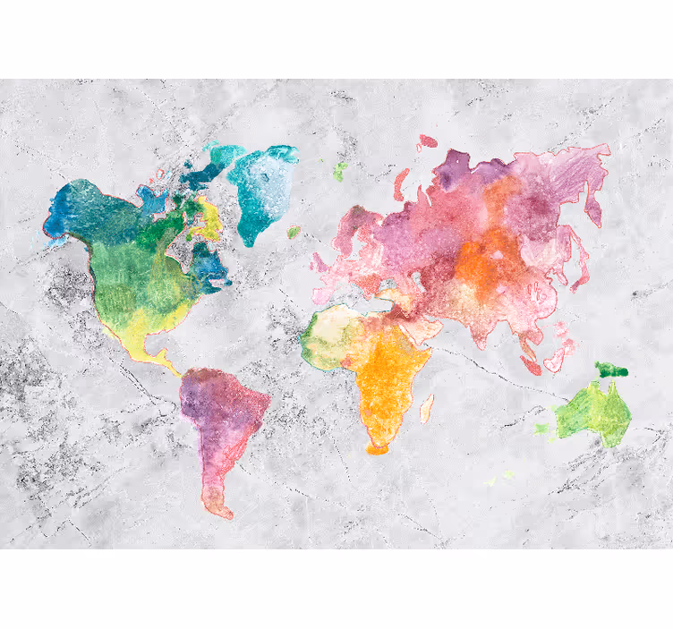 Papel pintado mapamundi diseño de mapa colorido - TenVinilo