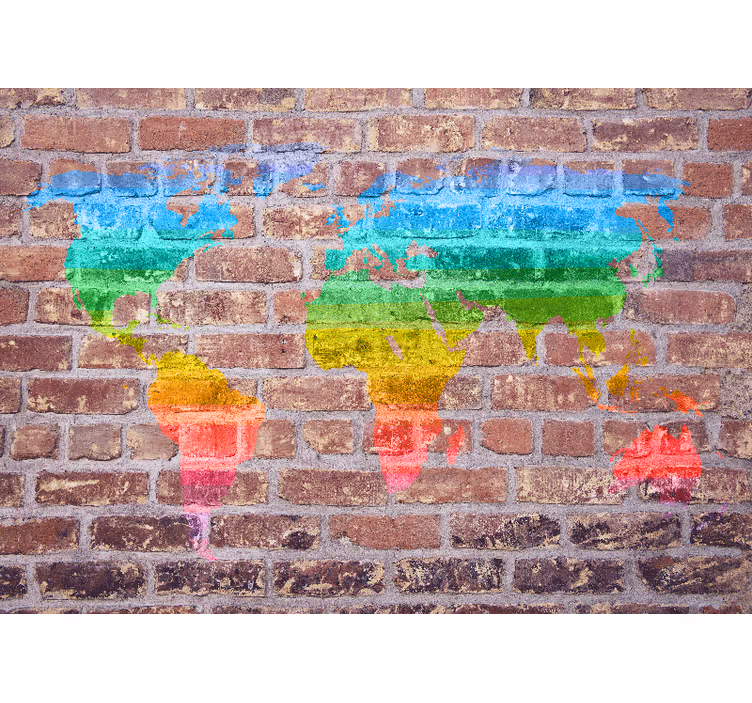 Papel pintado mapamundi representación geográfica colorida - TenVinilo