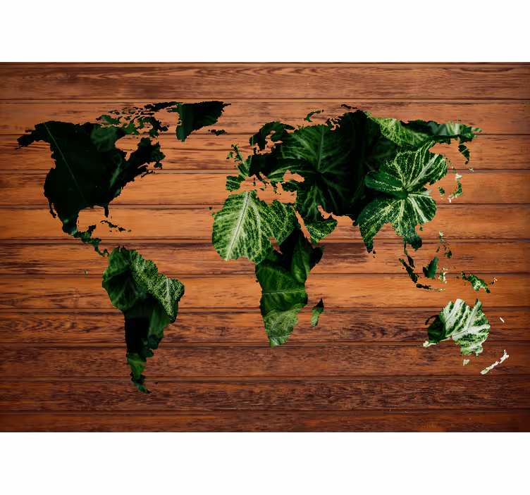 Papel pintado mapamundi hojas del mapa del mundo - TenVinilo