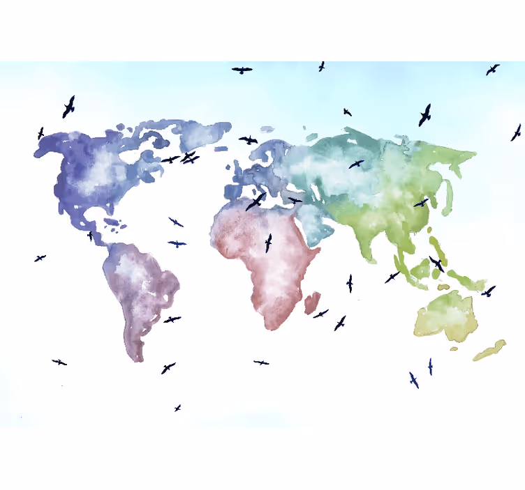 Papel pintado mapamundi mapa mundial colorido - TenVinilo