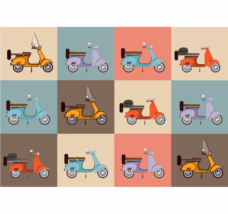 Fotomural vehículo patrón de scooter retro - TenVinilo