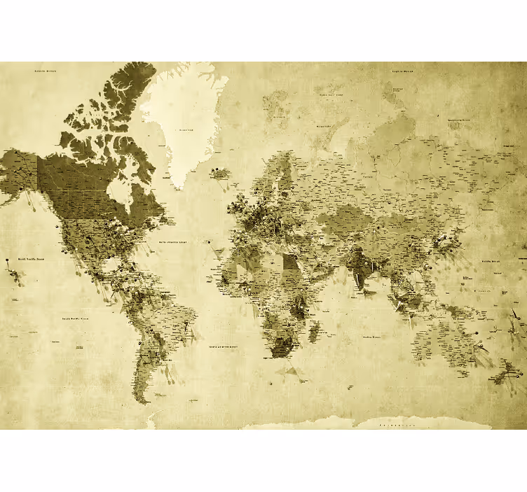 Papel pintado mapamundi mapa globo retro - TenVinilo