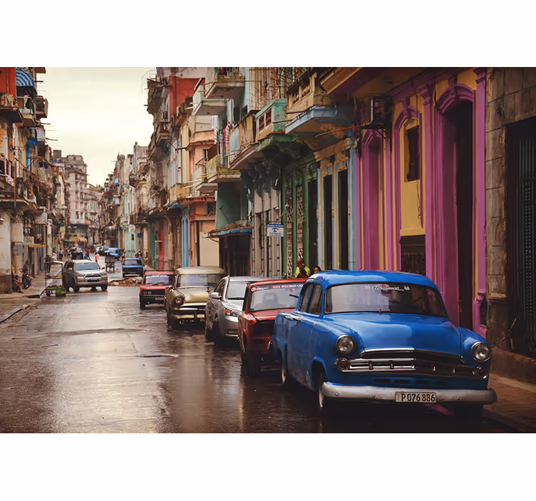 Fotomural ciudad escena callejera de la habana - TenVinilo