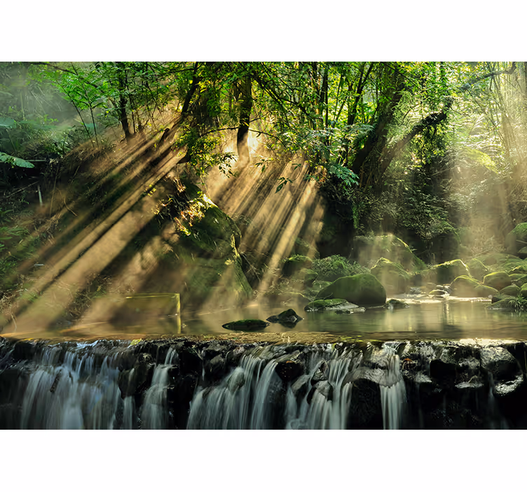 Fotomural naturaleza entorno sereno de cascada - TenVinilo