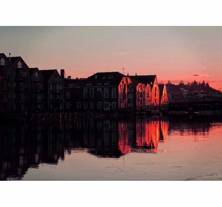 Fotomural ciudad casas reflejantes del canal - TenVinilo