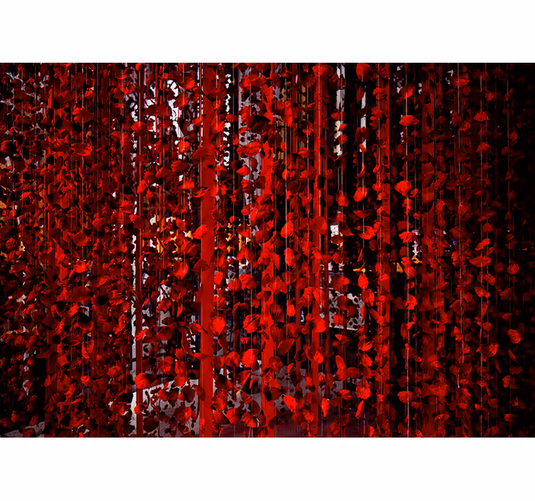 Mural de pared flores cascada floral roja - TenVinilo