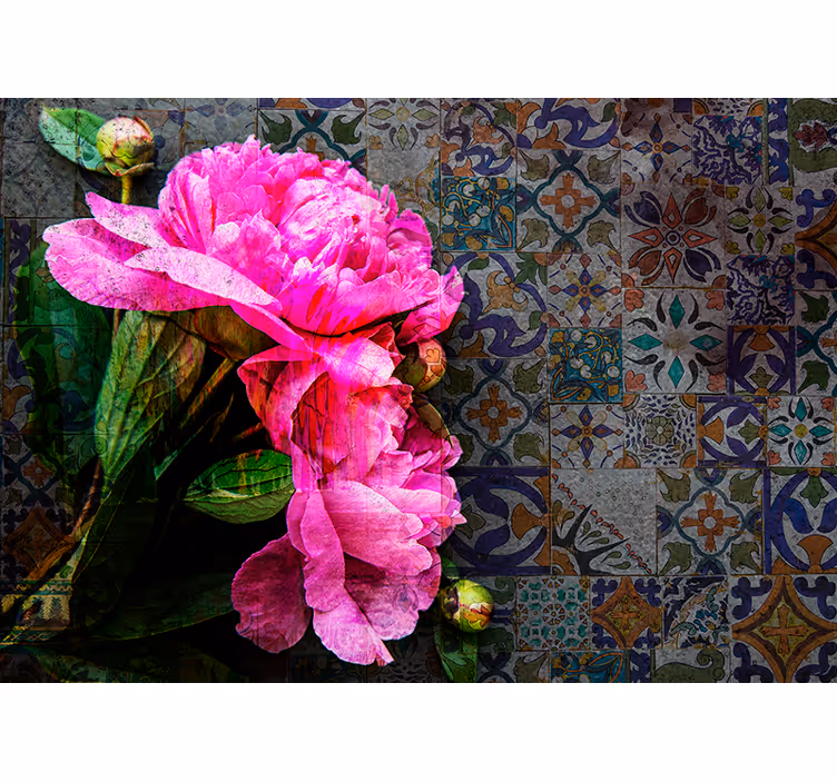 Fotomural de amapolas detalle floral de peonía - TenVinilo