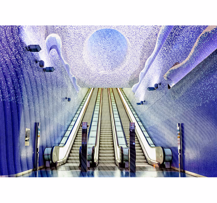 Fotomural ciudad arte en la entrada de escaleras - TenVinilo