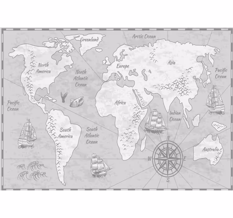 Papel pintado mapamundi exploración mundial cartográfica - TenVinilo