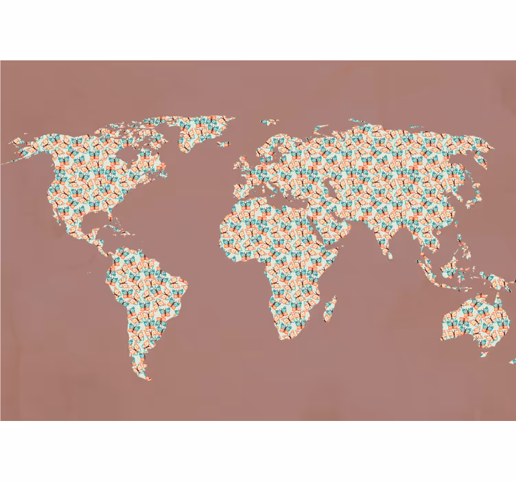 Papel pintado mapamundi patrón de mapa mundial - TenVinilo