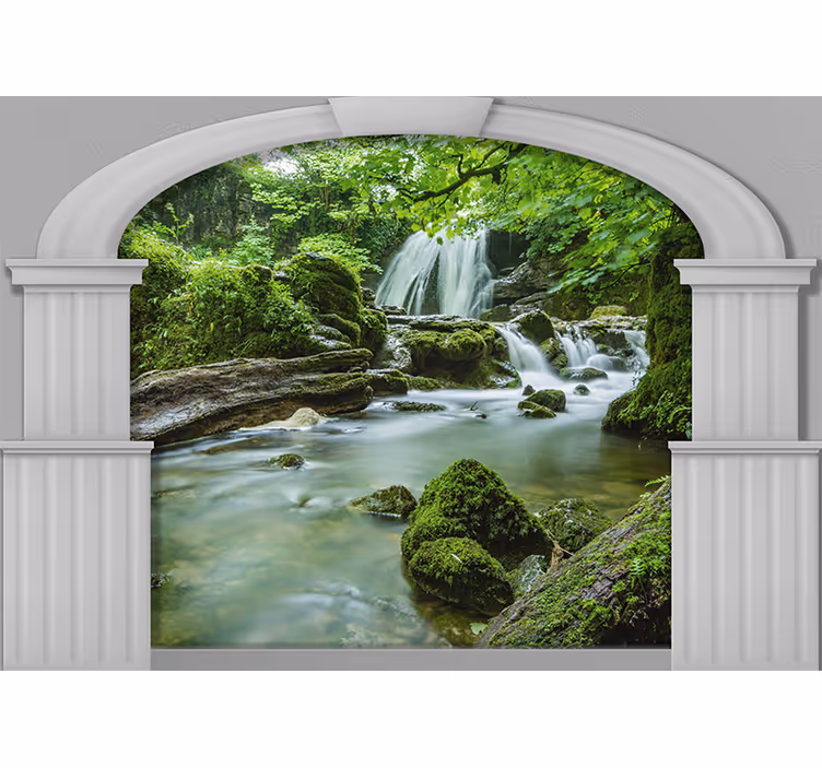 Fotomural naturaleza escena de cascada suave - TenVinilo
