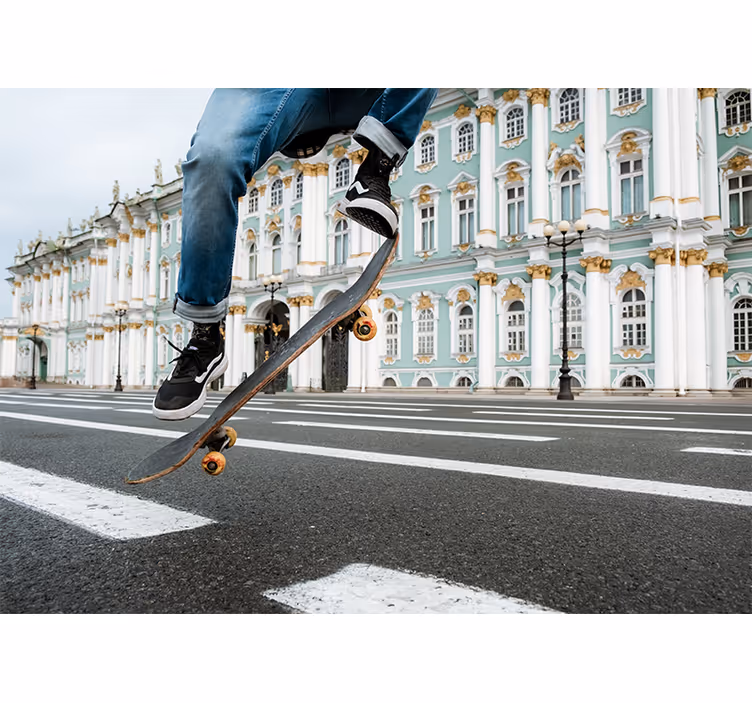 Fotomural ciudad patinador en movimiento - TenVinilo