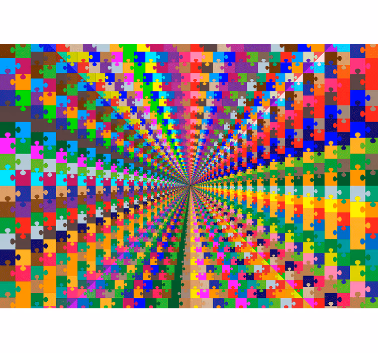 Papel pintado 3D explosión de rompecabezas - TenVinilo