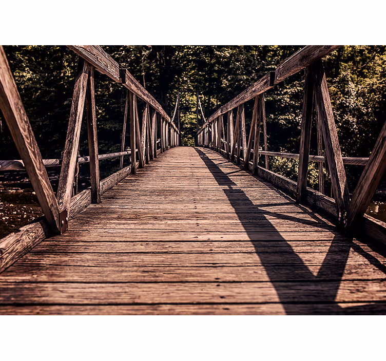 Papel pintado paisaje sendero del puente de madera - TenVinilo