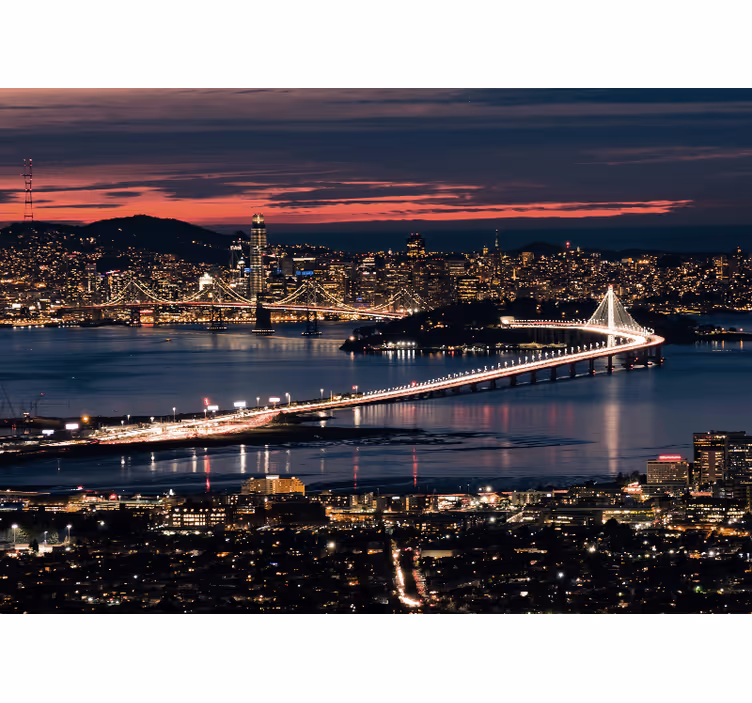 Fotomural ciudad vista del puente de la bahía - TenVinilo