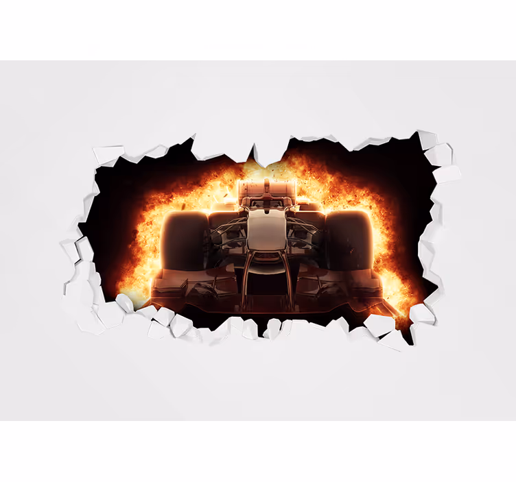 Fotomural vehículo explosión de coche de carreras - TenVinilo