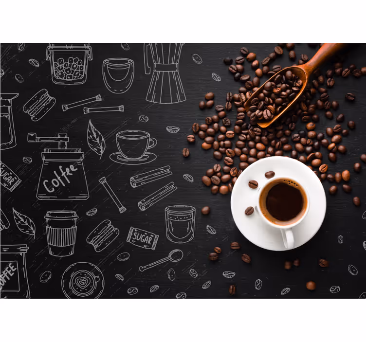 Fotomural frase elementos de la cultura del café - TenVinilo