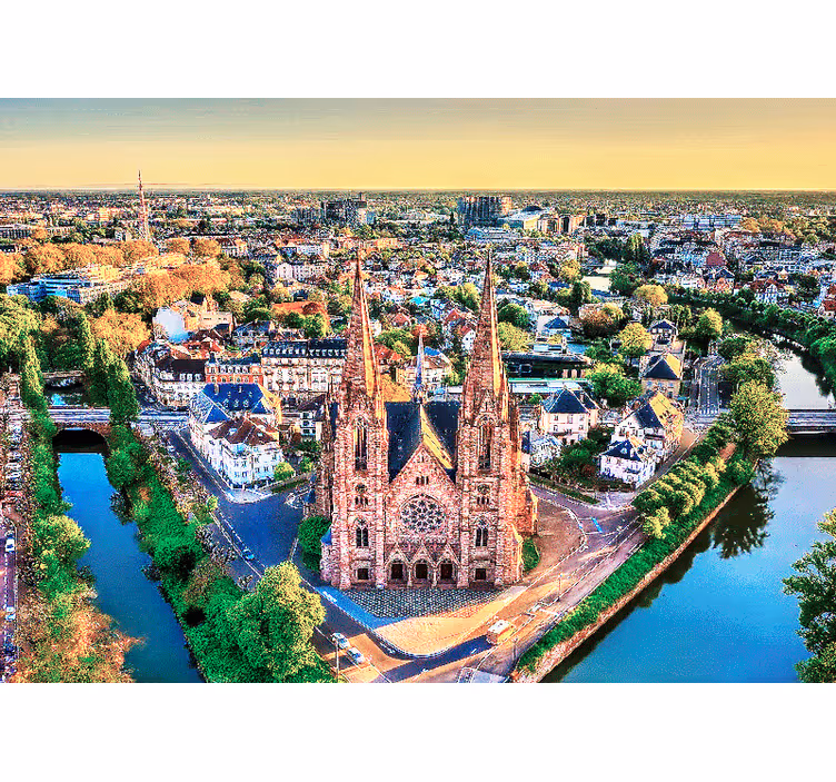 Fotomural ciudad vista aérea de la catedral - TenVinilo
