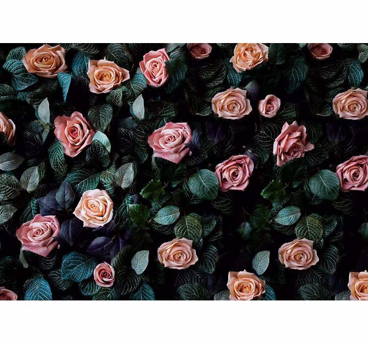 Mural de pared flores rosa romántica floral - TenVinilo