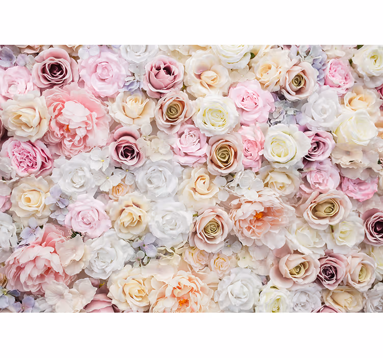 Mural de pared flores arreglo de rosas delicadas - TenVinilo