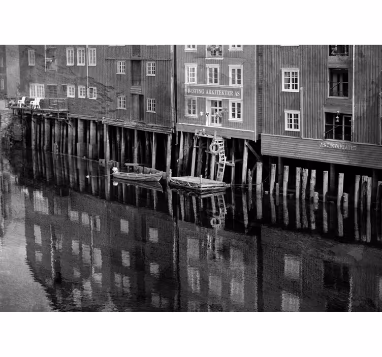 Fotomural ciudad reflejo del waterfront histórico - TenVinilo