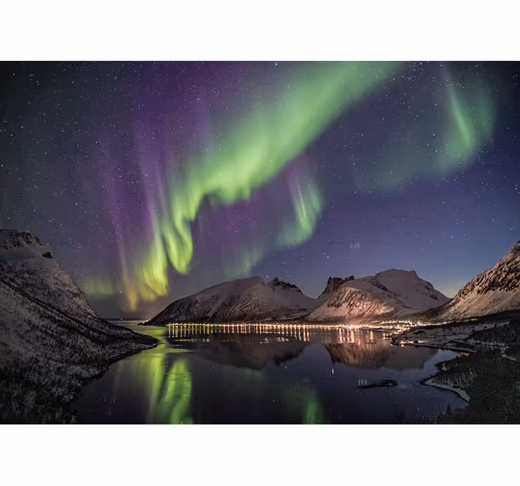 Fotomural cielo aurora boreal reflejada - TenVinilo