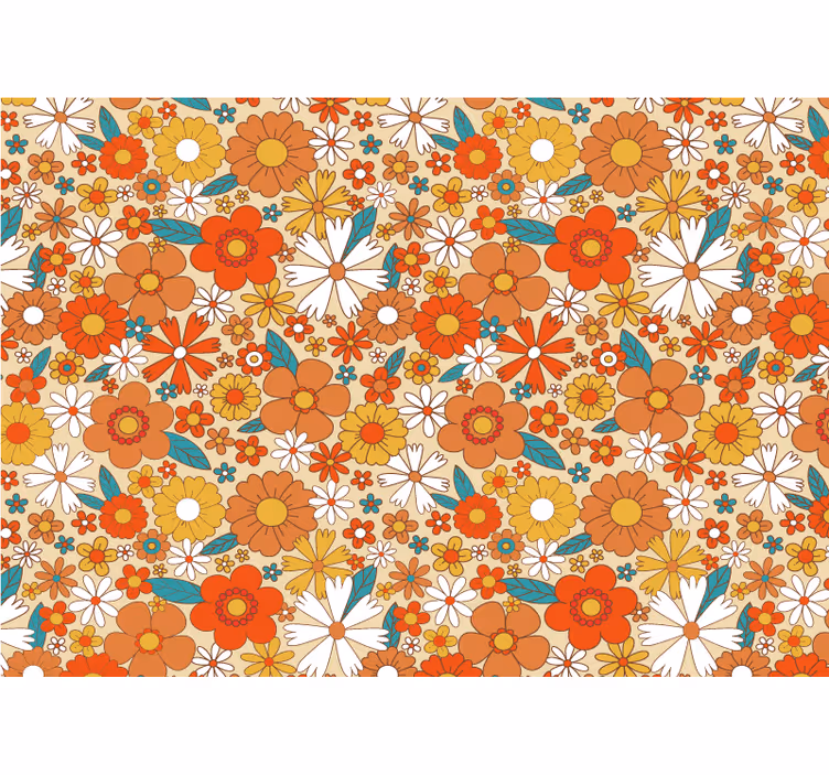 Mural de pared flores patrón floral vibrante - TenVinilo