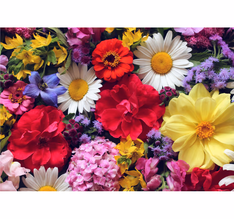 Mural de pared flores arreglo de flores vibrantes - TenVinilo
