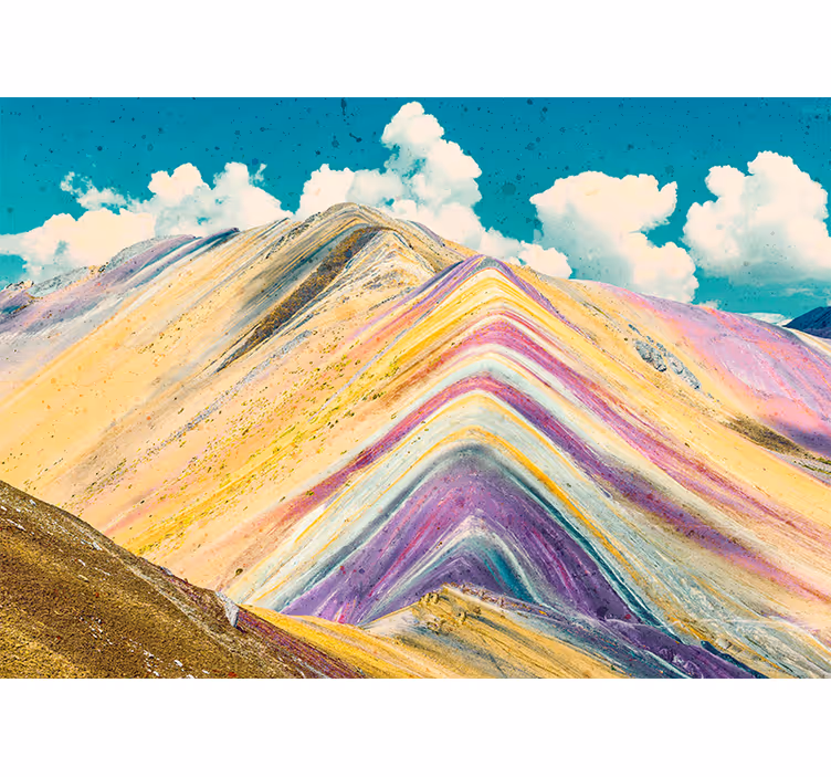 Papel pintado paisaje picos montañosos coloridos - TenVinilo