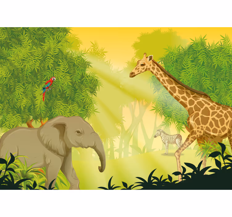 Fotomural animales escena de safari en la sabana - TenVinilo