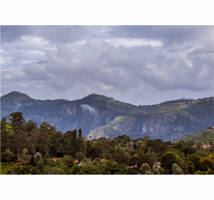 Papel pintado paisaje vista serene de montañas - TenVinilo